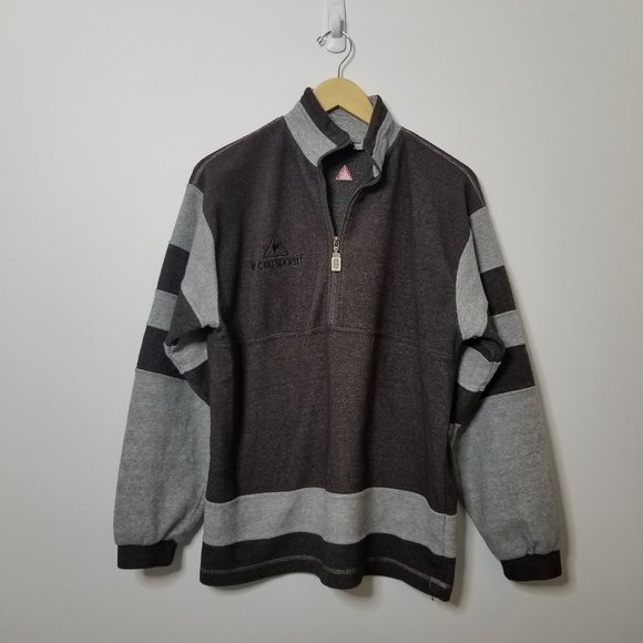 Le Coq Sportif Half Zip Mock Neck Fleece Pullover Gray Sweatshirt - Picture 1 of 5